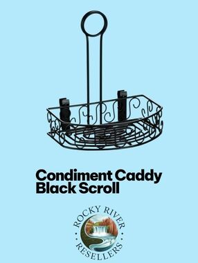 Condiment Caddy | Semi-Round | Black Scroll | American Metalcraft | CRS68